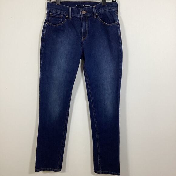 Mott & Bow Jeans Women's 27 Dark Blue Boyfriend Fit Mid Rise 5-Pocket Denim - Picture 6 of 9